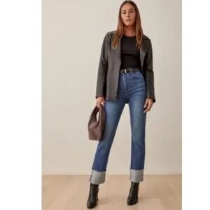 Reformation Cynthia Cuffed High Rise Straight Jeans‎ Araceli Wash Size 25 NWT